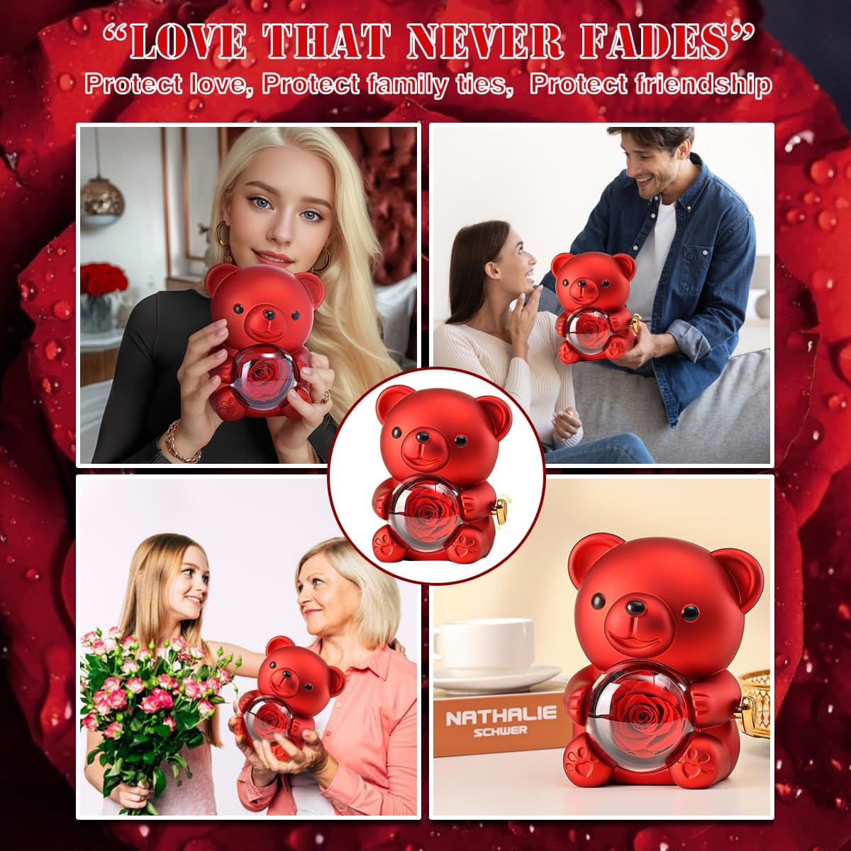 The Ultimate Valentine’s Surprise: Eternal Rose Bear & I Love You 100 Languages Necklace Gift Set