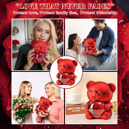 The Ultimate Valentine’s Surprise: Eternal Rose Bear & I Love You 100 Languages Necklace Gift Set