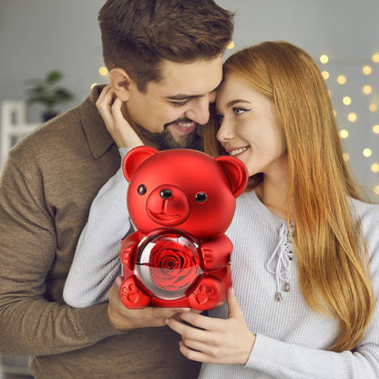 The Ultimate Valentine’s Surprise: Eternal Rose Bear & I Love You 100 Languages Necklace Gift Set